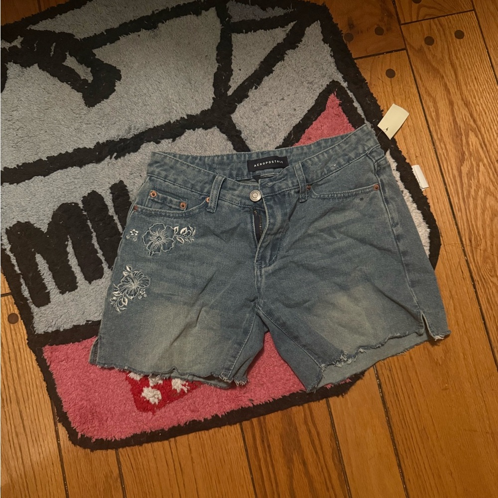 Abercrombie & Fitch Floral Embroidered Jean Shorts